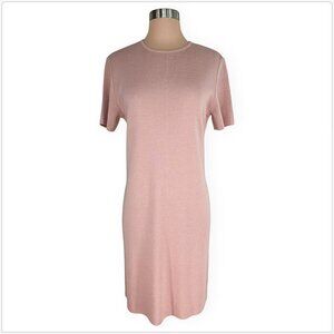Gispa Italy Dusty Pink Short Sleeves Wool Blend Sweater Knit Dress M